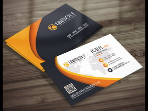 创意横版商业服务名片 中英文公司卡片与二维码设计素材解析